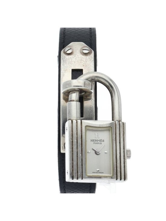 Hermes Kelly Watch Box SS Leather Silver display picture 1